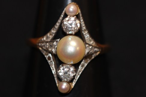 Antique pearl and diamond ringIMG_3578