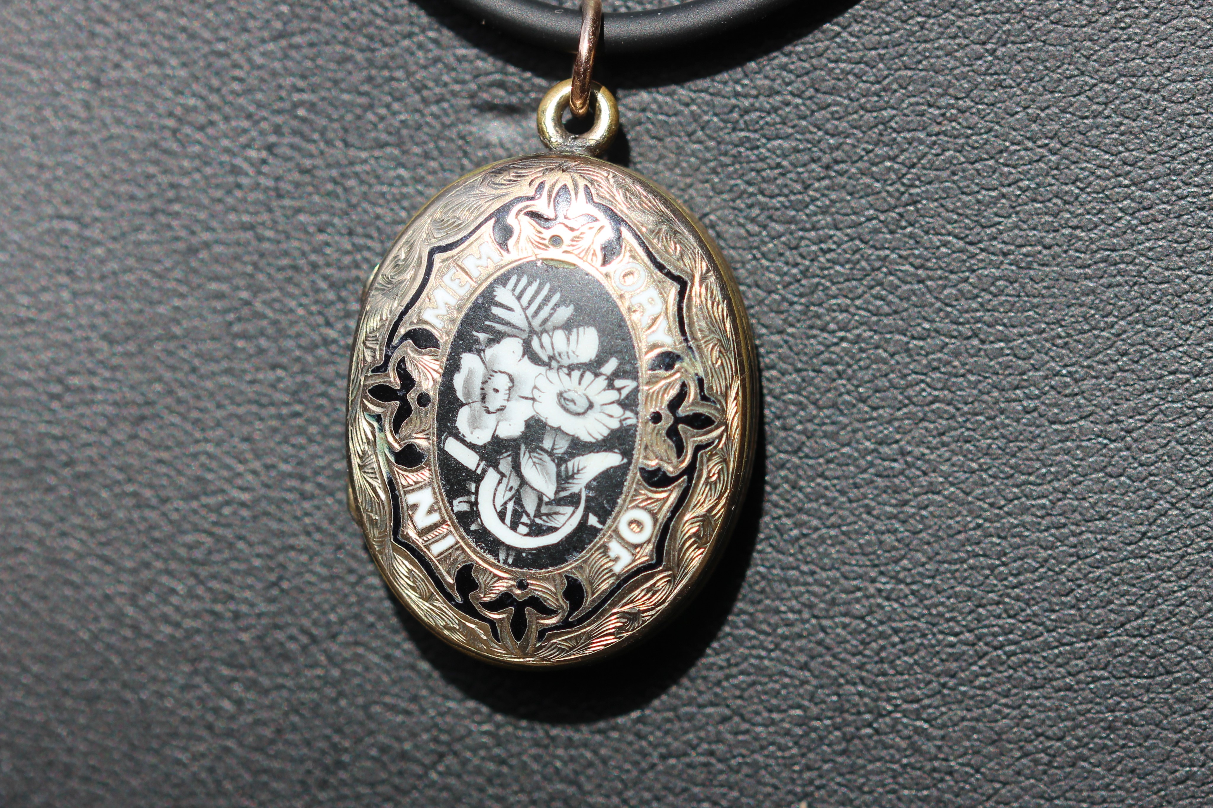 Victorian mourning locket with metal frame (in Navette on Ruby Lane)