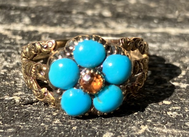 Victorian turquoise forget-me-not ring